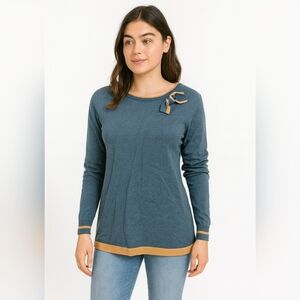 Crazy Line Blue sweater with side bow NWT 0